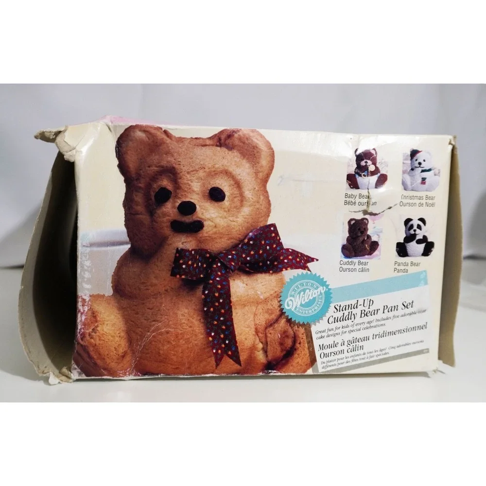 VTG Wilton Stand Up Cuddly Bear Cake Pan Set 502-518 Complete w Box Instructions